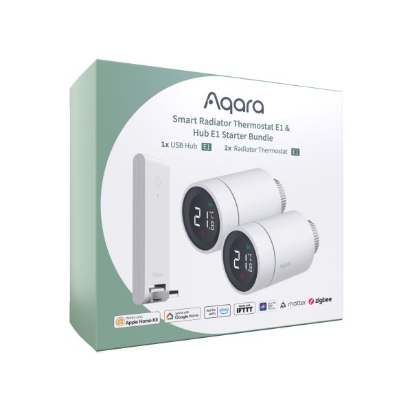 Aqara Smart Radiator Thermostat E1 (Pair) with Hub E1 Starter Bundle