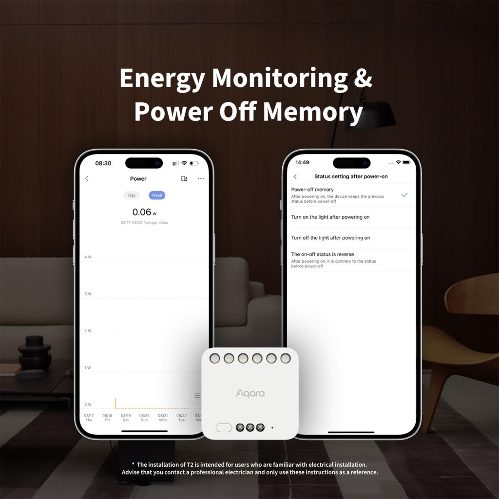 Aqara Dual Relay Module T2 With Matter Support - Smart Home Relay For Lights, Garage Doors & Motors